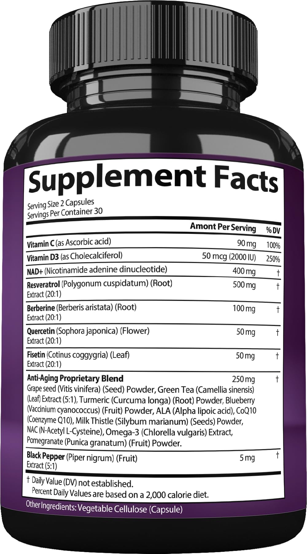 NAD Resveratrol Supplement with Berberine, Quercetin, CoQ10. Anti-Aging Formula for Women & Men. Liposomal NAD Plus, NAD+ Booster, Pure Organic Vitamin, USA - Maple Wellness Supplements