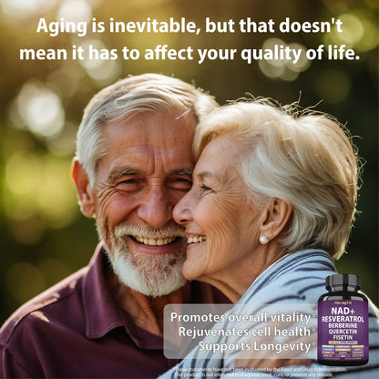 NAD Resveratrol Supplement with Berberine, Quercetin, CoQ10. Anti-Aging Formula for Women & Men. Liposomal NAD Plus, NAD+ Booster, Pure Organic Vitamin, USA - Maple Wellness Supplements