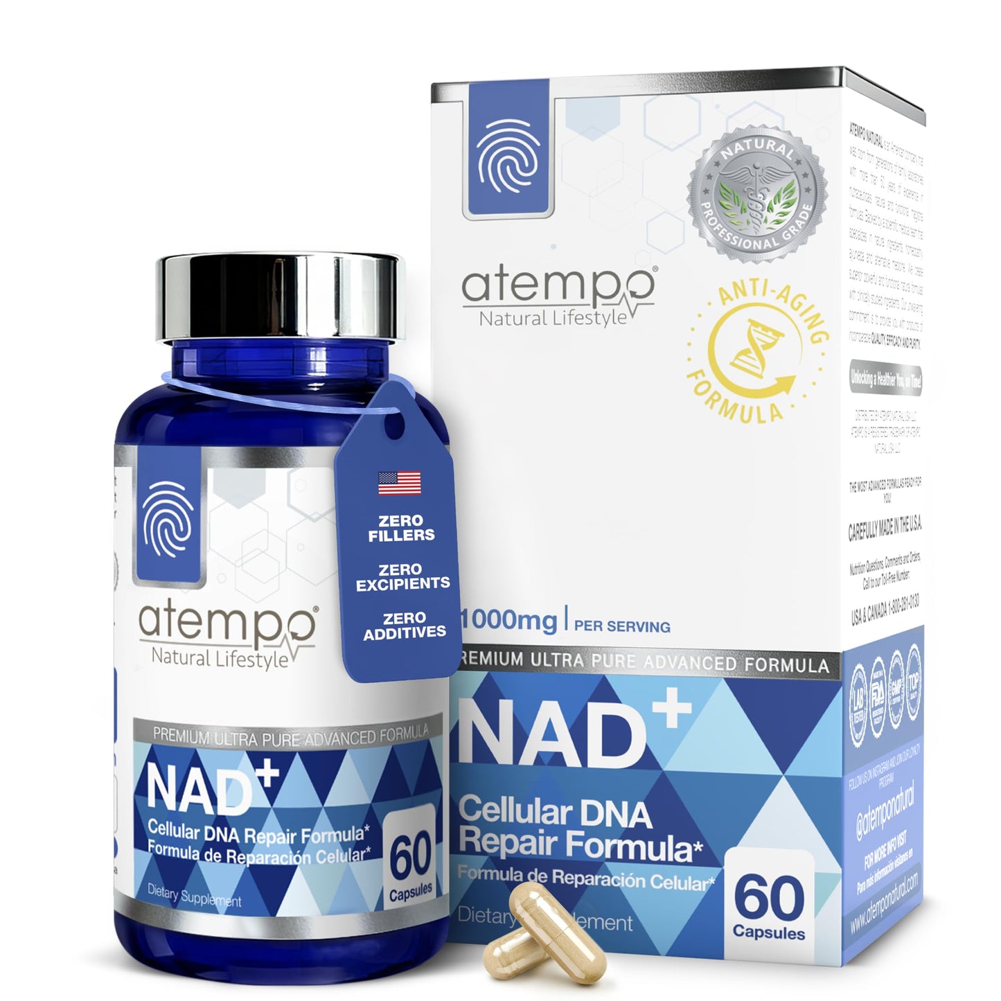 NAD+ Supplement 1000 mg High Absorption – Supports Energy, Cellular Health, Brain Function, and Healthy Aging – Pure NAD Formula with 60 Capsules - Maple Wellness Supplements