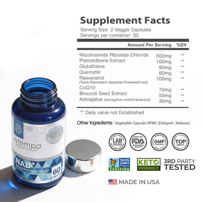 NAD+ Supplement 1000 mg High Absorption – Supports Energy, Cellular Health, Brain Function, and Healthy Aging – Pure NAD Formula with 60 Capsules - Maple Wellness Supplements