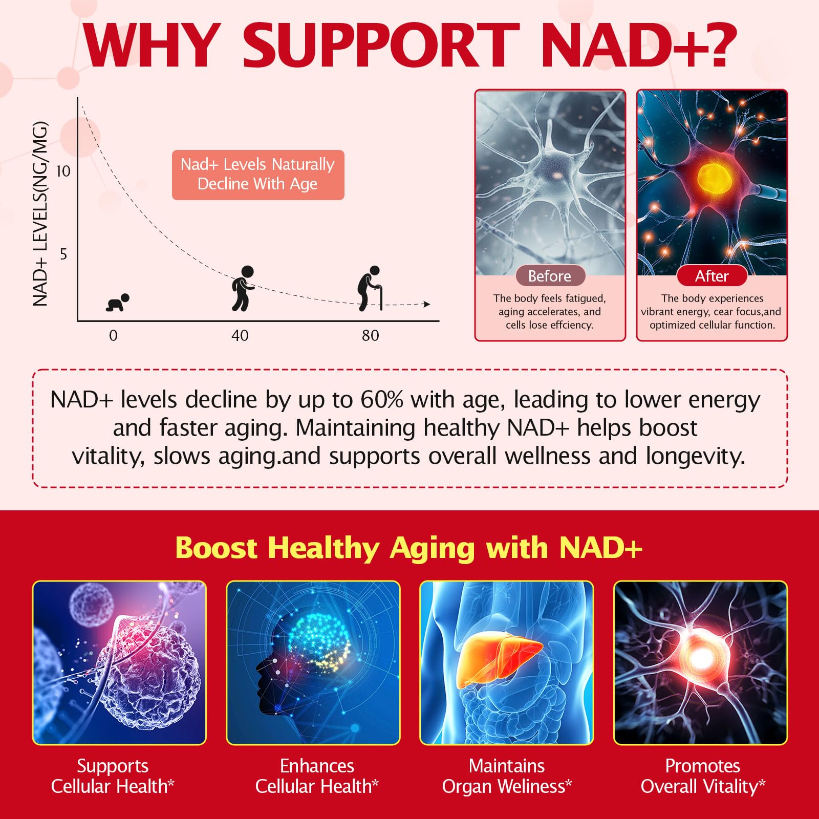 NAD+ Supplement 1000mg Liquid Packets 21pcs, Nicotinamide Riboside Resveratrol, NAD Supplements for Women Men, Anti-Aging, Repairs Cells, Support Natural Vitality - Maple Wellness Supplements