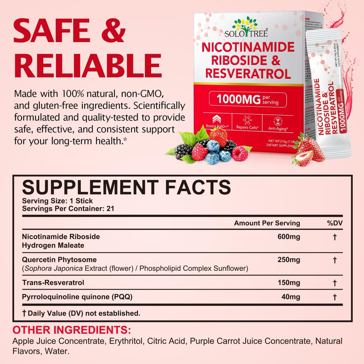 NAD+ Supplement 1000mg Liquid Packets 21pcs, Nicotinamide Riboside Resveratrol, NAD Supplements for Women Men, Anti-Aging, Repairs Cells, Support Natural Vitality - Maple Wellness Supplements