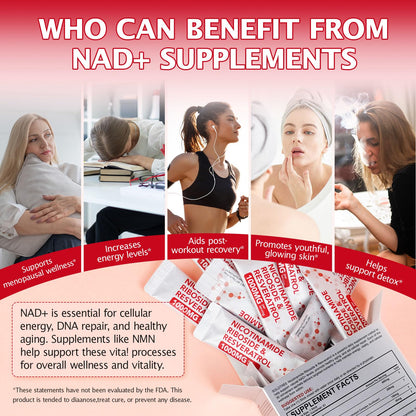 NAD+ Supplement 1000mg Liquid Packets 21pcs, Nicotinamide Riboside Resveratrol, NAD Supplements for Women Men, Anti-Aging, Repairs Cells, Support Natural Vitality - Maple Wellness Supplements