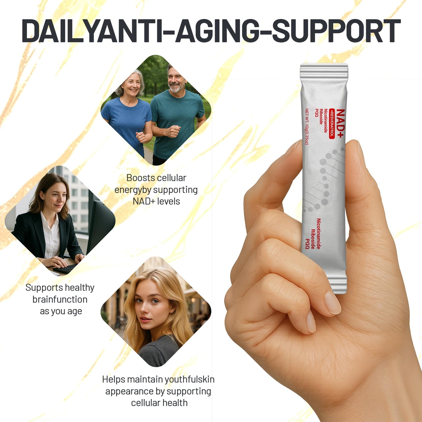 NAD Supplement 1000mg with Resveratrol Pure Organic Liquid Packets - Nicotinamide Riboside Supplements with PQQ - Liposomal NAD+ Berry Flavor Drink - Cellular Energy & Anti-Aging Support, 30 Packs - Maple Wellness Supplements
