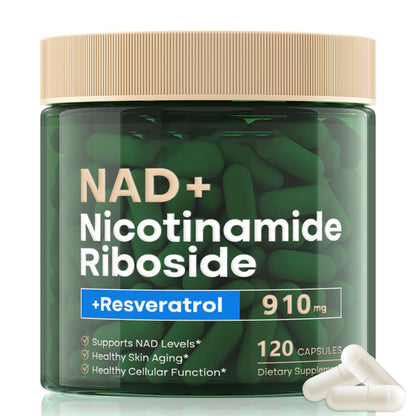 NAD Supplement 120 Capsules, Liposomal Nicotinamide Riboside, Resveratrol, Quercetin, NAD Nicotinamide Riboside Resveratrol 910mg for Women & Men, NAD Supplement for Anti Aging and Cell Regeneration - Maple Wellness Supplements