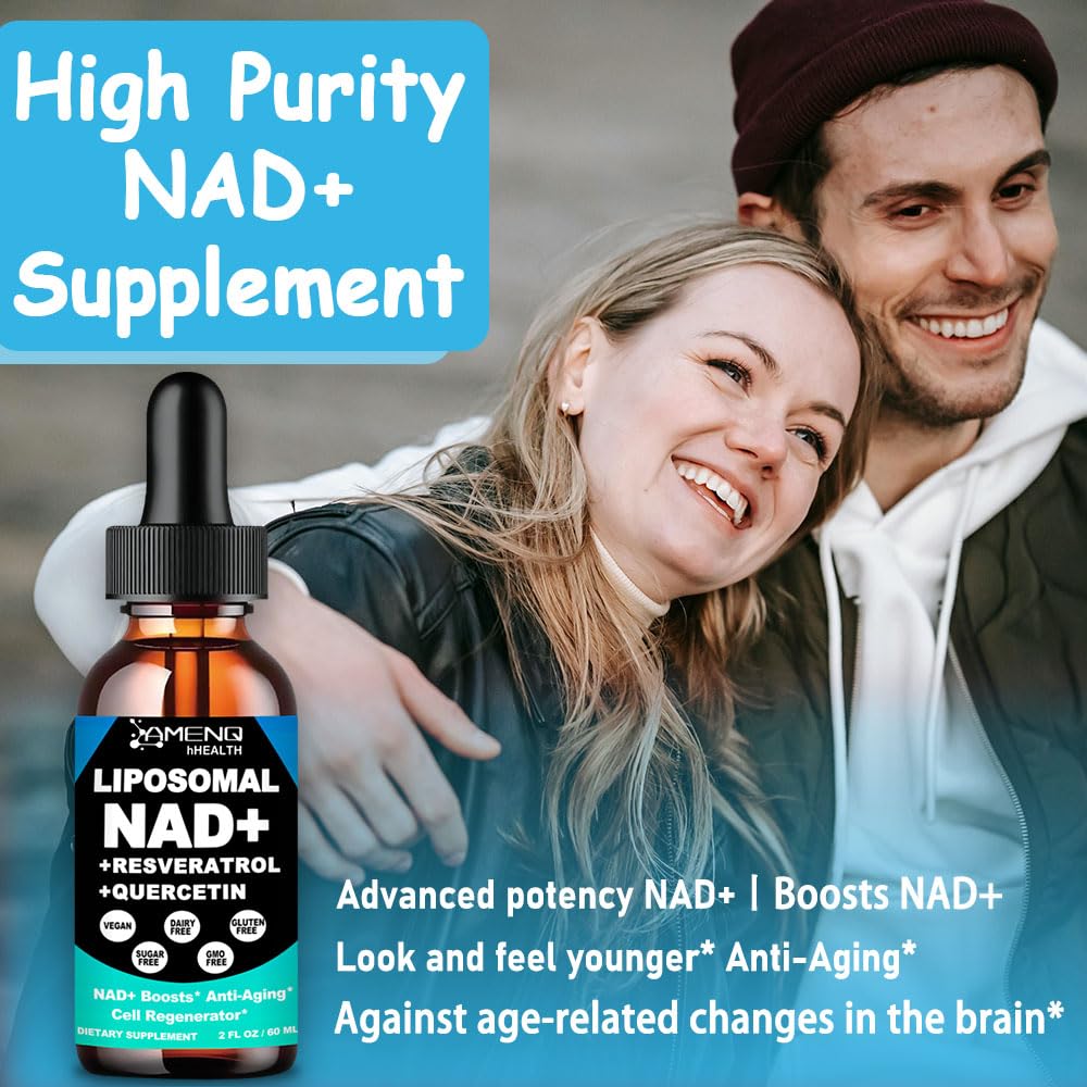 NAD Supplement, Liposomal NAD Nicotinamide Riboside Resveratrol 900mg Quercetion, TMG, Vitamin B3, High Potency NAD Plus Liquid Supplement for Cell Regenerator, Longevity, Energy, Anti-Aging, Focus - Maple Wellness Supplements