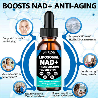 NAD Supplement, Liposomal NAD Nicotinamide Riboside Resveratrol 900mg Quercetion, TMG, Vitamin B3, High Potency NAD Plus Liquid Supplement for Cell Regenerator, Longevity, Energy, Anti-Aging, Focus - Maple Wellness Supplements