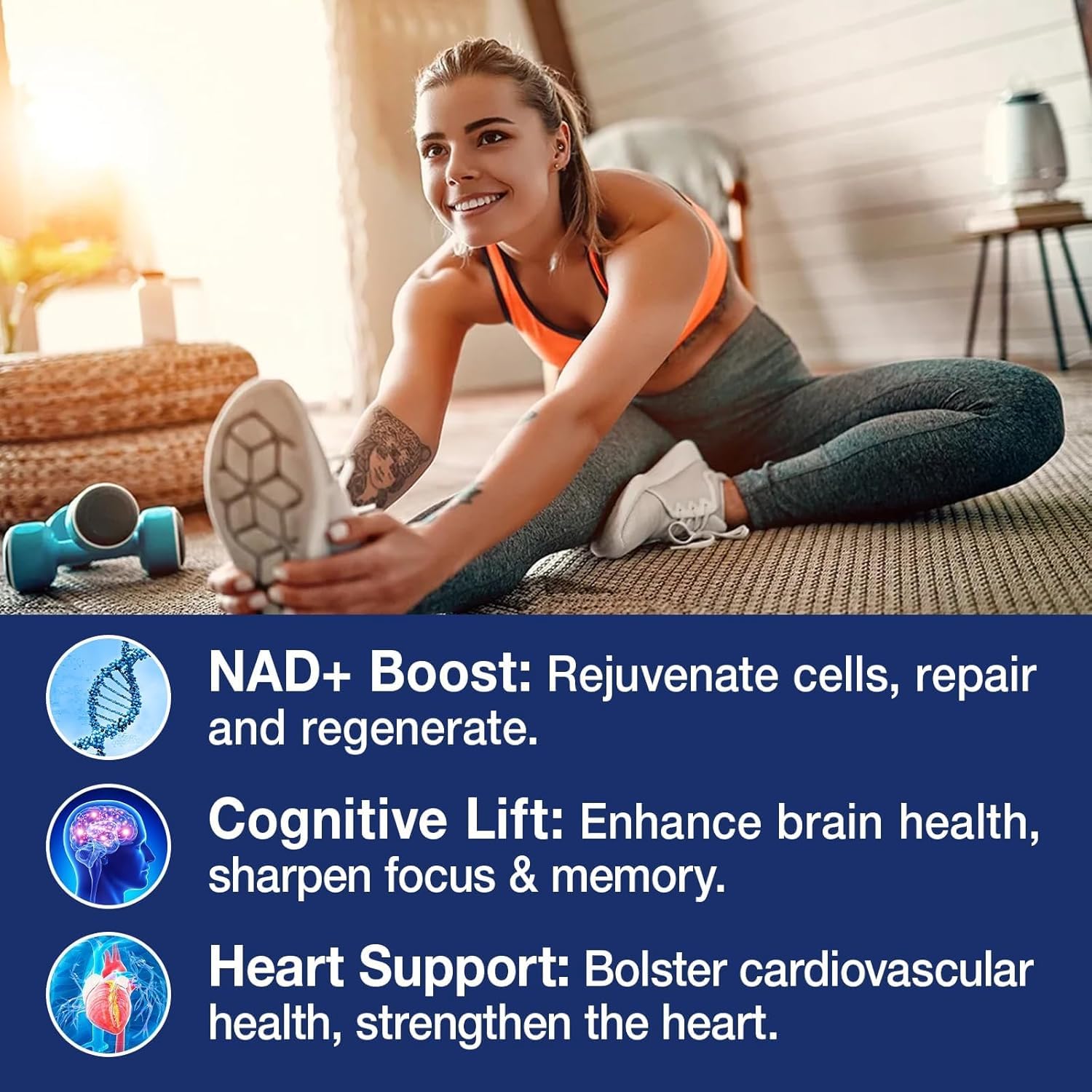NAD+ Supplement - NAD Nicotinamide Riboside Resveratrol NAD Supplement 1000mg Pure Organic for Women and Men Anti-Aging, Energy, Focus, 80 Capsules - Maple Wellness Supplements