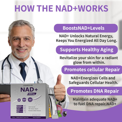 NAD+ Supplement Packets | 1000mg Liquid | Advanced Nicotinamide Riboside, Trans-Resveratrol, PQQ & Quercetin Complex for Cellular Energy & Healthy Aging Support - 2 Flavors (30 Count) - Maple Wellness Supplements