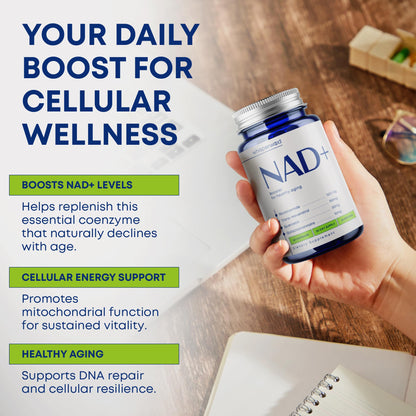 NAD+ Supplement with Nicotinamide Riboside, Trans Resveratrol & Quercetin – NAD Plus Complex for Energy, Brain & Mitochondrial Support – Antioxidant and Longevity Formula for Women & Men – 60 capsules - Maple Wellness Supplements