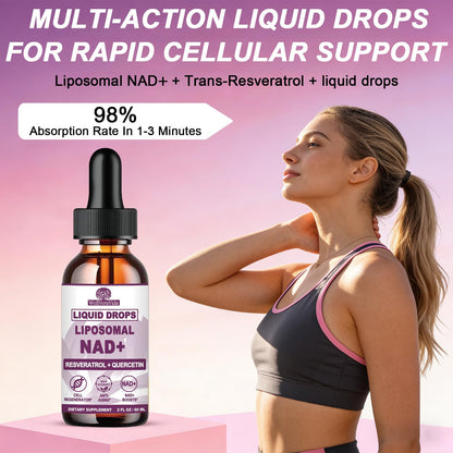 NAD+ Supplements for Men & Women, Extra Strength NMN Alternative Liposomal Nad⁺ Supplement with Resveratrol Quercetin for Cellular Energy & NAD+ Levels, Fast Absorption Liquid NAD Plus丨NON-GMO, 2Fl Oz - Maple Wellness Supplements