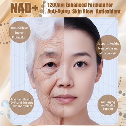 NAD+Advanced Cellular Renewal - 1200mg NAD+Liquid Supplements for Energy & Focus - 10 Vials (1) - Maple Wellness Supplements