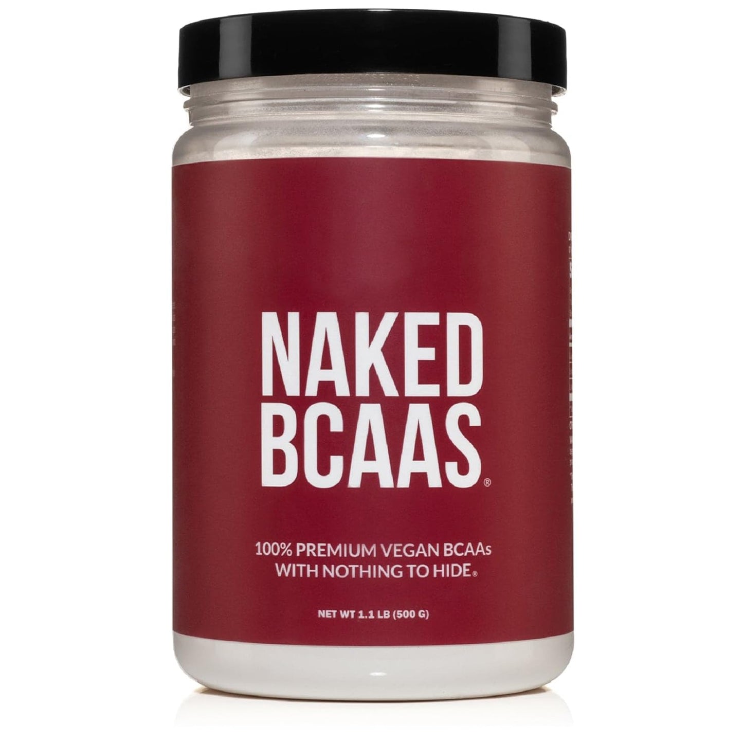 NAKED BCAAs Amino Acids Powder, Only 1 Ingredient, Pure 2:1:1 Formula, Vegan Unflavored Branched Chain Amino Acids, Instantized All Natural BCAA Supplement - 500 Grams, 100 Servings - Maple Wellness Supplements