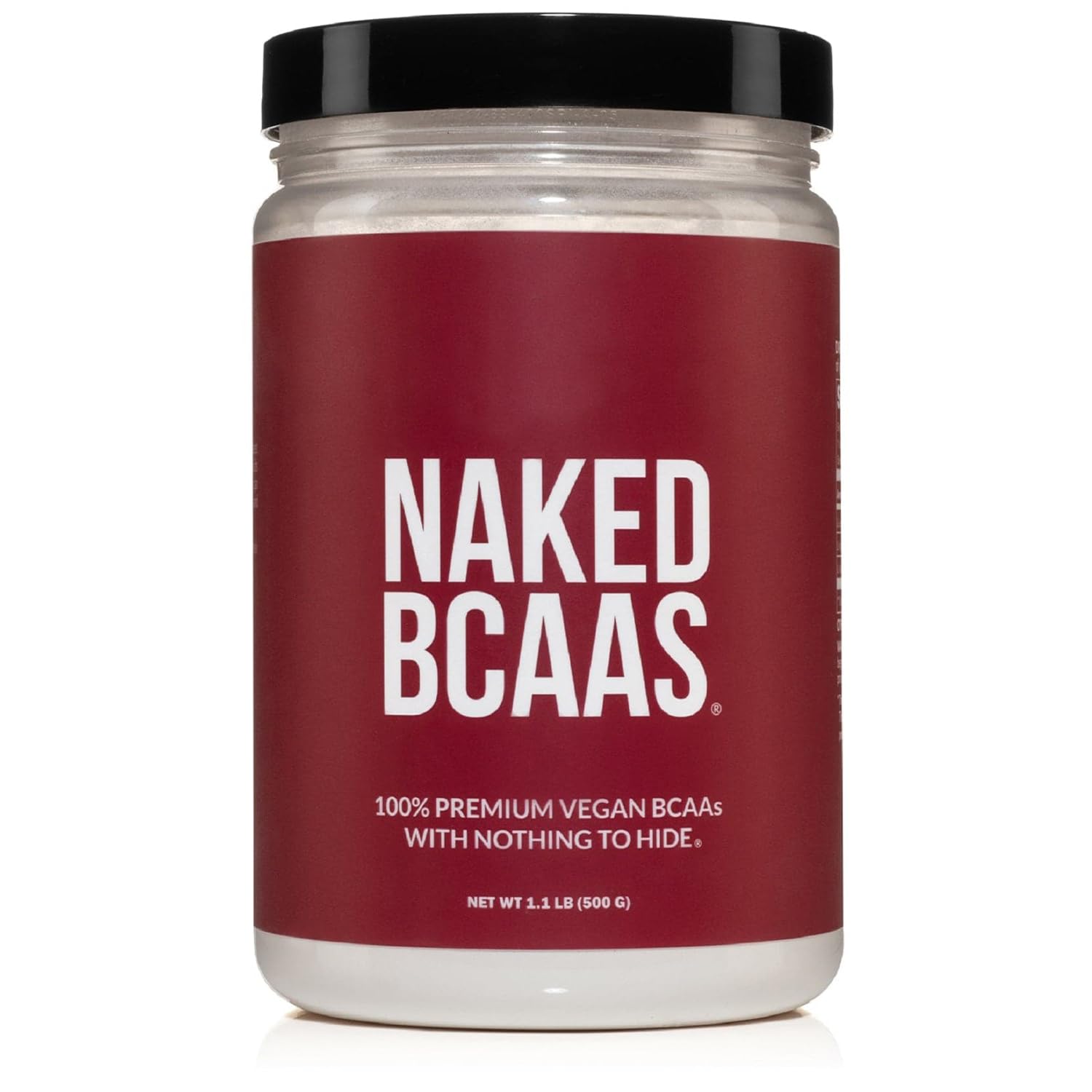 NAKED BCAAs Amino Acids Powder, Only 1 Ingredient, Pure 2:1:1 Formula, Vegan Unflavored Branched Chain Amino Acids, Instantized All Natural BCAA Supplement - 500 Grams, 100 Servings - Maple Wellness Supplements