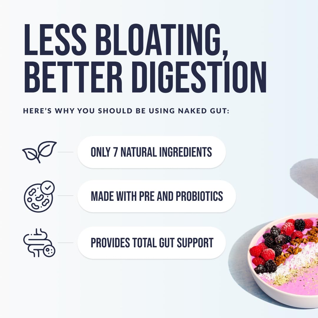 NAKED Gut - Daily Gut Health Supplement - Natural Gut Health Powder for Gut Cleanse, Digestive Support, GMO-Free, Soy-Free, Gluten-Free, - Maple Wellness Supplements