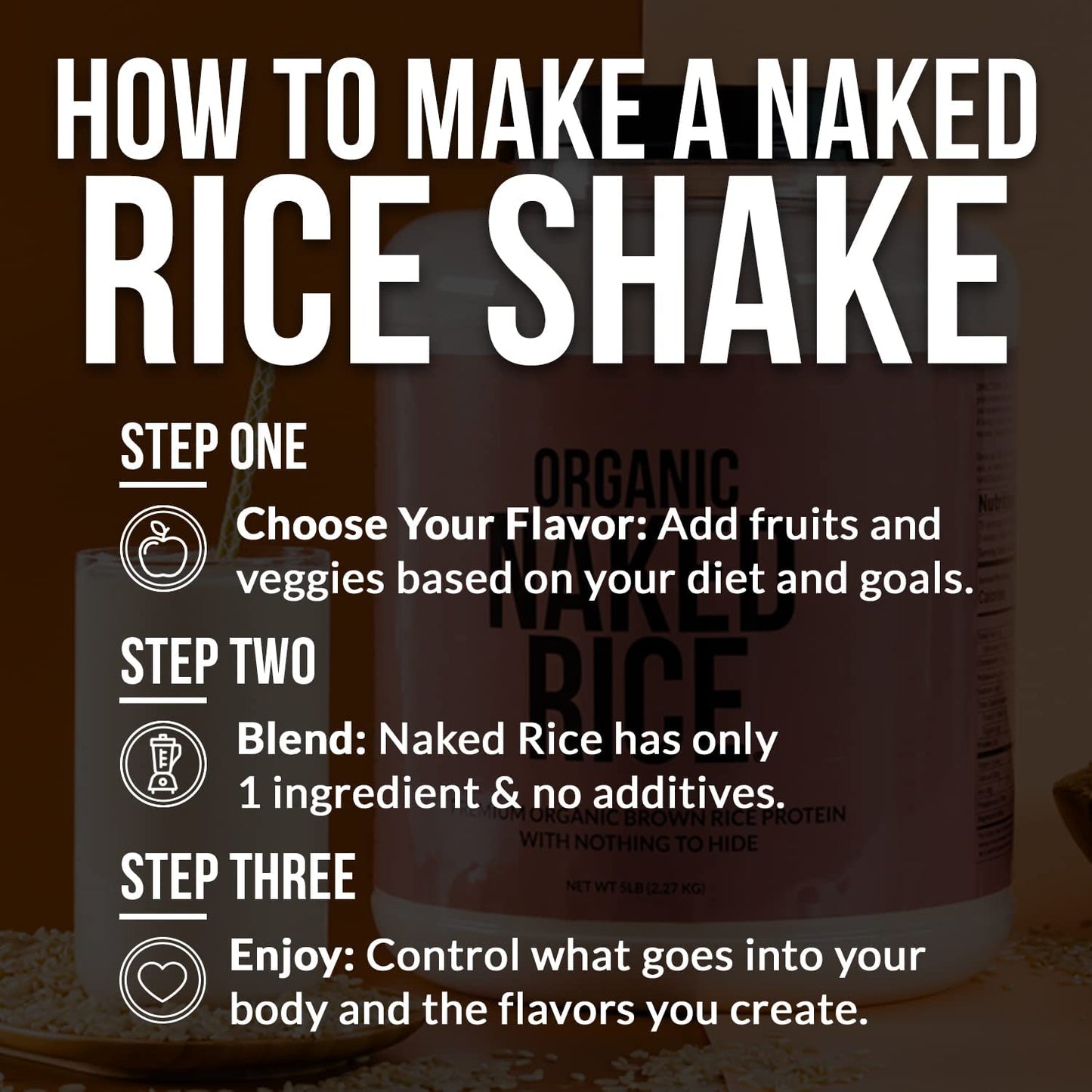 NAKED Rice 1Lb - Organic Brown Rice Protein Powder - Vegan Protein Powder, GMO Free, Gluten Free & Soy Free. Plant-Based Protein, - Maple Wellness Supplements