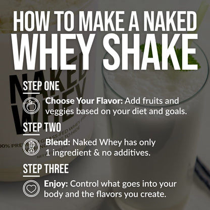 NAKED Whey 1Lb - Only 1 Ingredient, Grass Fed Whey Protein Powder, NSF Certified, Undenatured, No Gmos, No Soy, Gluten Free - Maple Wellness Supplements