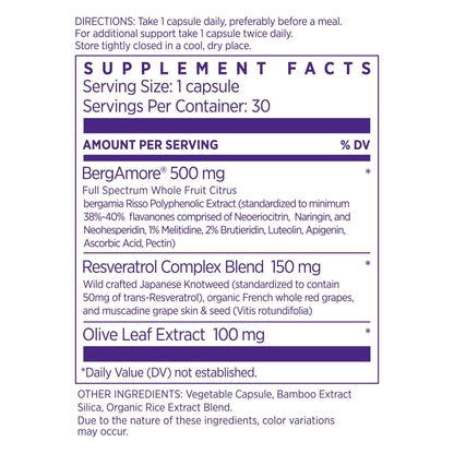 NAOMI Italian Citrus Bergamot 500mg + Resveratrol, Award-Winning Cardiologist Dvlpd, Supports Normal Cholesterol & Healthy Cellular Function, 7 Key Polyphenols - Maple Wellness Supplements