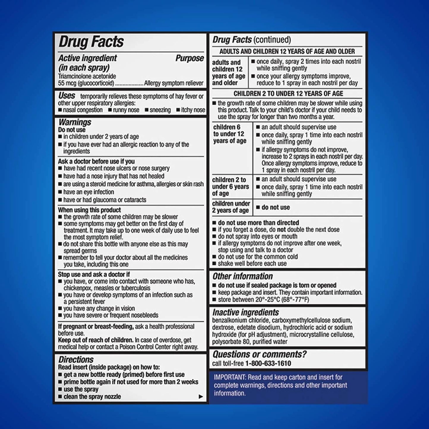 Nasacort 24HR Allergy Nasal Spray for Adults, Non-drowsy & Alcohol Free, 150 Spray Pack - Maple Wellness Supplements