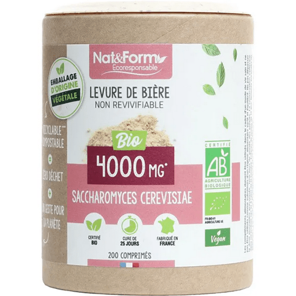 Nat & Form Organic Non-Revivifying Brewer's Yeast 200 tablets Eco - Maple Wellness Supplements
