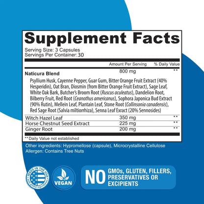 Naticura Hem-Control - Fast Effective Hemorrhoid Treatment Supplement - Powerful Formula to Promote Symptom Relief, Shrinking of Hemorrhoids, Ease Discomfort - 90 Vegan Capsules - Made in USA - Maple Wellness Supplements