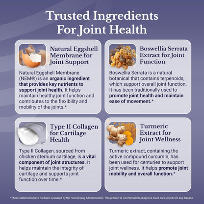 NATION HEALTH MD Joint Complex - Joint & Cartilage Health - Joint Support Supplement with Calcium, NEM Eggshell Membrane, Boswellia Serrata - Knee Supplements for Men & Women, 60 Capsules - Maple Wellness Supplements