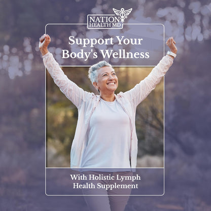 NATION HEALTH MD Lymph MD - Lymphatic Drainage Supplement - with Bromelain, Echinacea, Burdock Root, Dandelion, Rutin, Kelp & More - Lymph System Support for Women & Men - 60 Capsules - Maple Wellness Supplements
