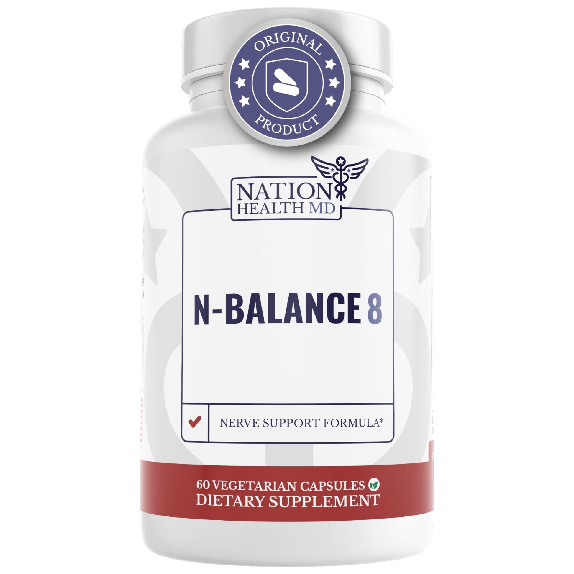 NATION HEALTH MD N-Balance 8 - Nerve Support Formula - Nerve Support Supplement with Alpha Lipoic Acid, Benfotiamine and ALA - Nerve Health Supplements for Men & Women, 120 Capsules - Maple Wellness Supplements