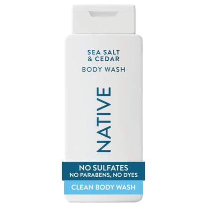 Native Body Wash Contains Naturally Derived Ingredients | For Women & Men, Sulfate, Paraben, & Dye Free Leaving Skin Soft and Hydrated | Sea Salt & Cedar 18 oz - Maple Wellness Supplements