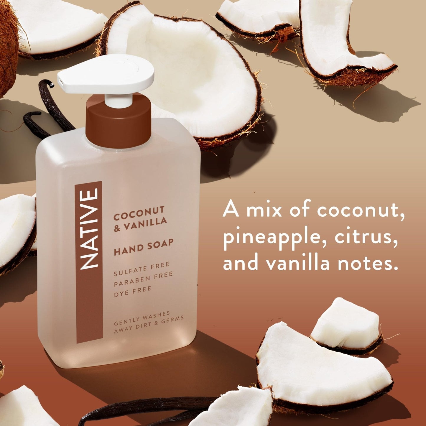 Native Liquid Hand Soap, Coconut & Vanilla Scent, Non-Drying Formula for Soft, Smooth Hands - Maple Wellness Supplements