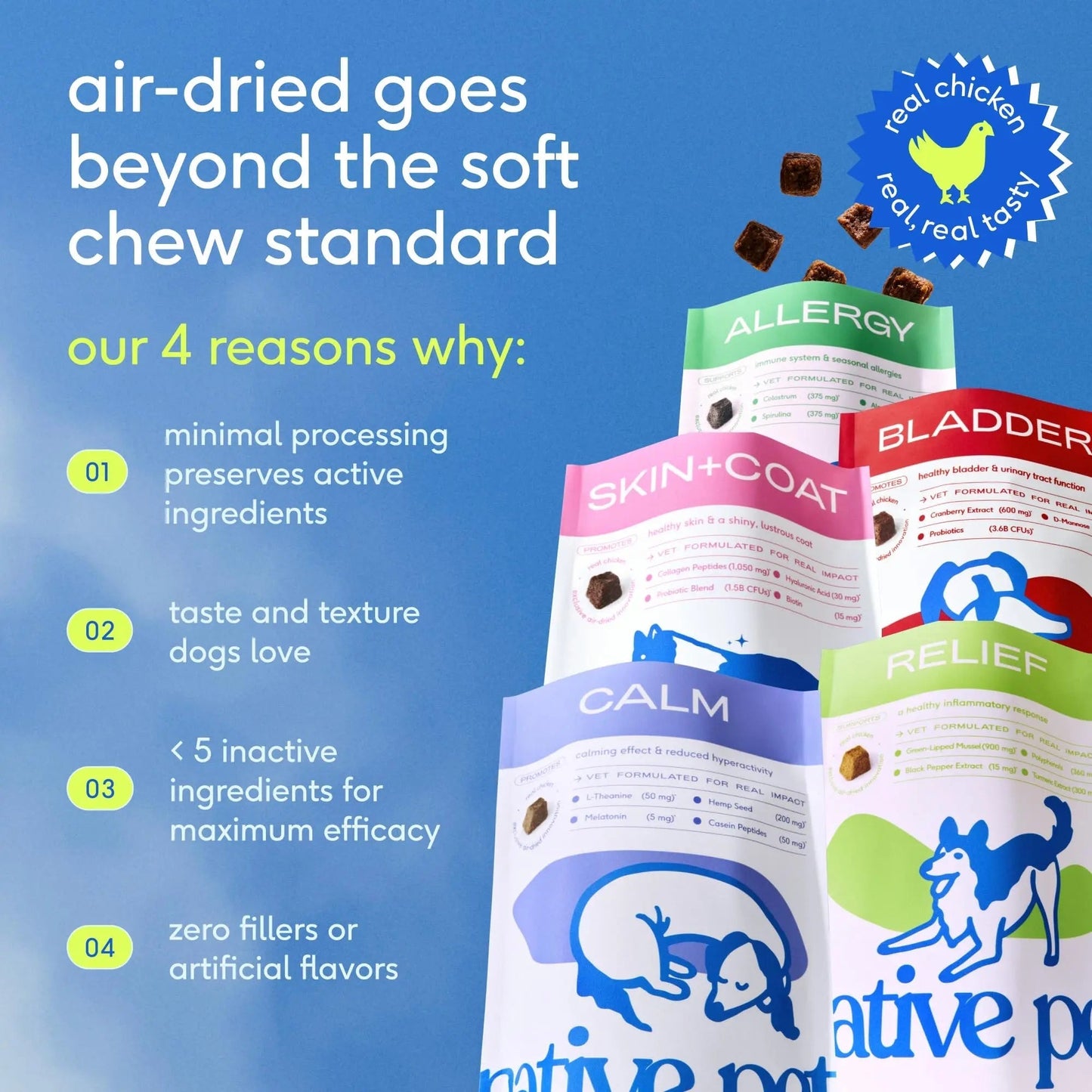 Native Pet Dog Allergy Chews - Dog Allergy Relief for Medium Breeds - Supports Seasonal Itch Relief, Healthy Immune Function & Reduces Sneezing - Colostrum, Spirulina, & Probiotics - 30 Days Supply - Maple Wellness Supplements