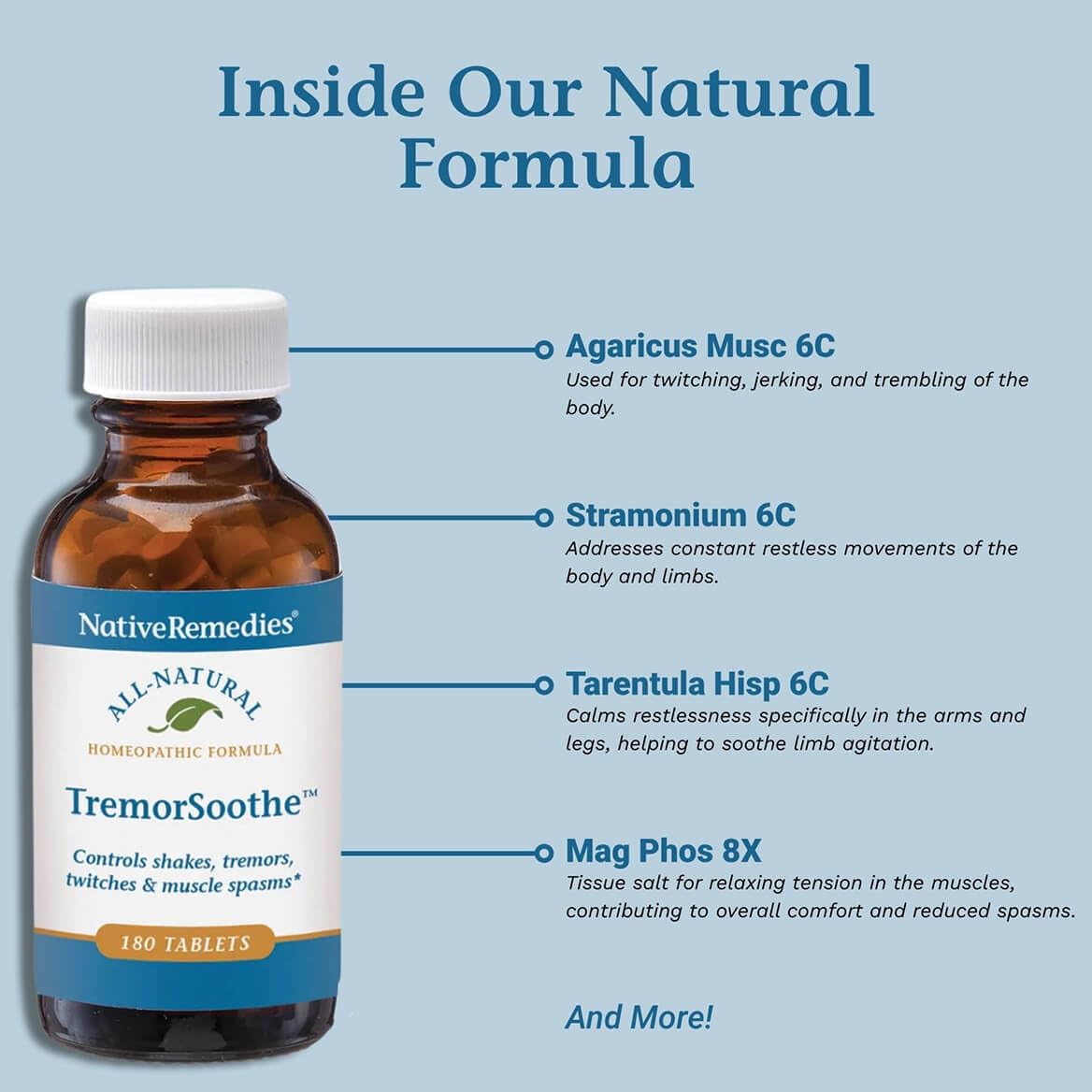 Native Remedies TremorSoothe - Natural Homeopathic Formula to Temporarily Control Shakes, Tremors, Muscle Spasms and Twitches -180 Tablets - Maple Wellness Supplements