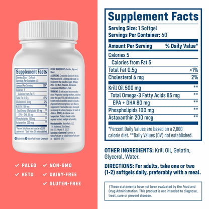 NativePath Antarctic Krill Oil - Wild-Caught Omega 3 Krill Oil 500mg Softgels with EPA, DHA and Astaxanthin - Supplement for Joint, Hear - Maple Wellness Supplements