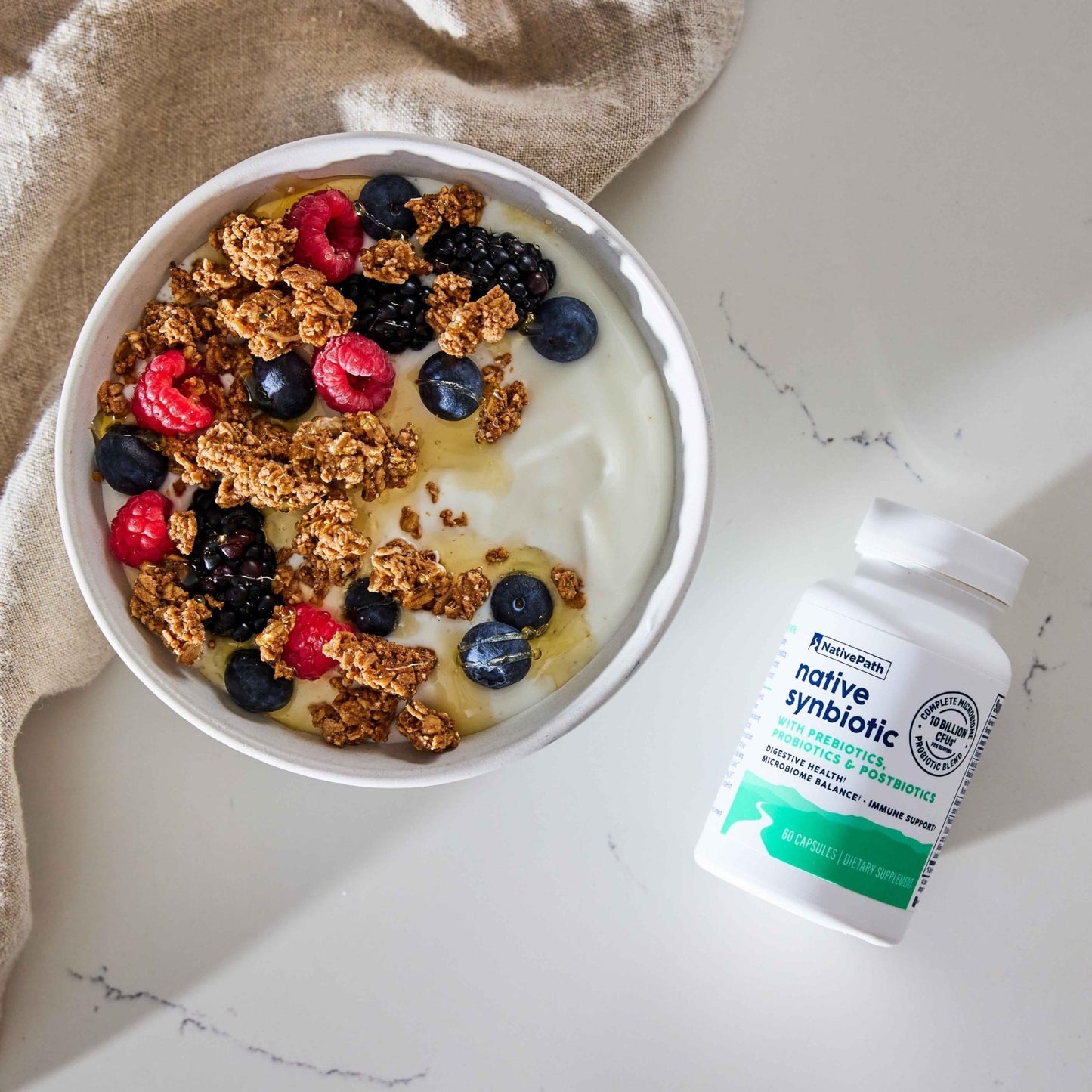 NativePath Complete Synbiotic - Pre, Pro & Postbiotic 3-in-1 for Gut Health & Digestive Support - 10 Billion CFU, 30 Servings - Maple Wellness Supplements