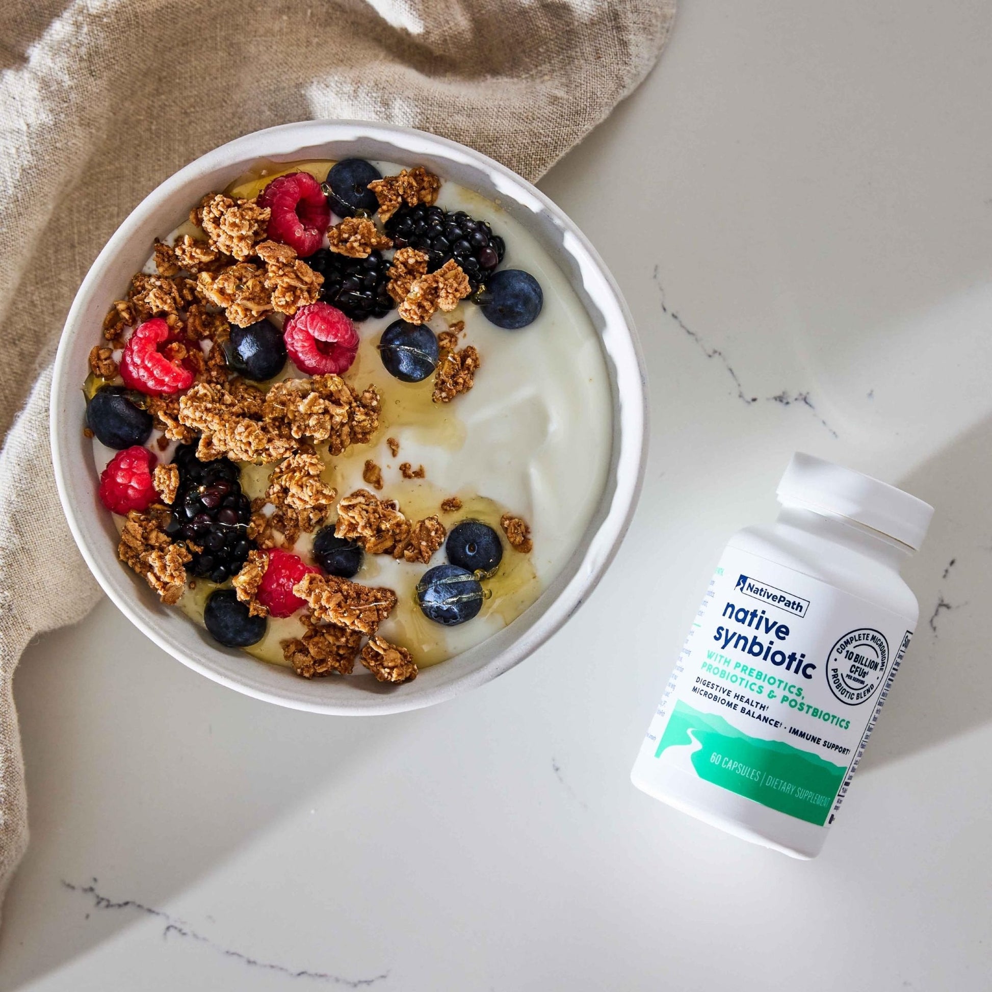 NativePath Complete Synbiotic - Pre, Pro & Postbiotic 3-in-1 for Gut Health & Digestive Support - 10 Billion CFU, 30 Servings - Maple Wellness Supplements
