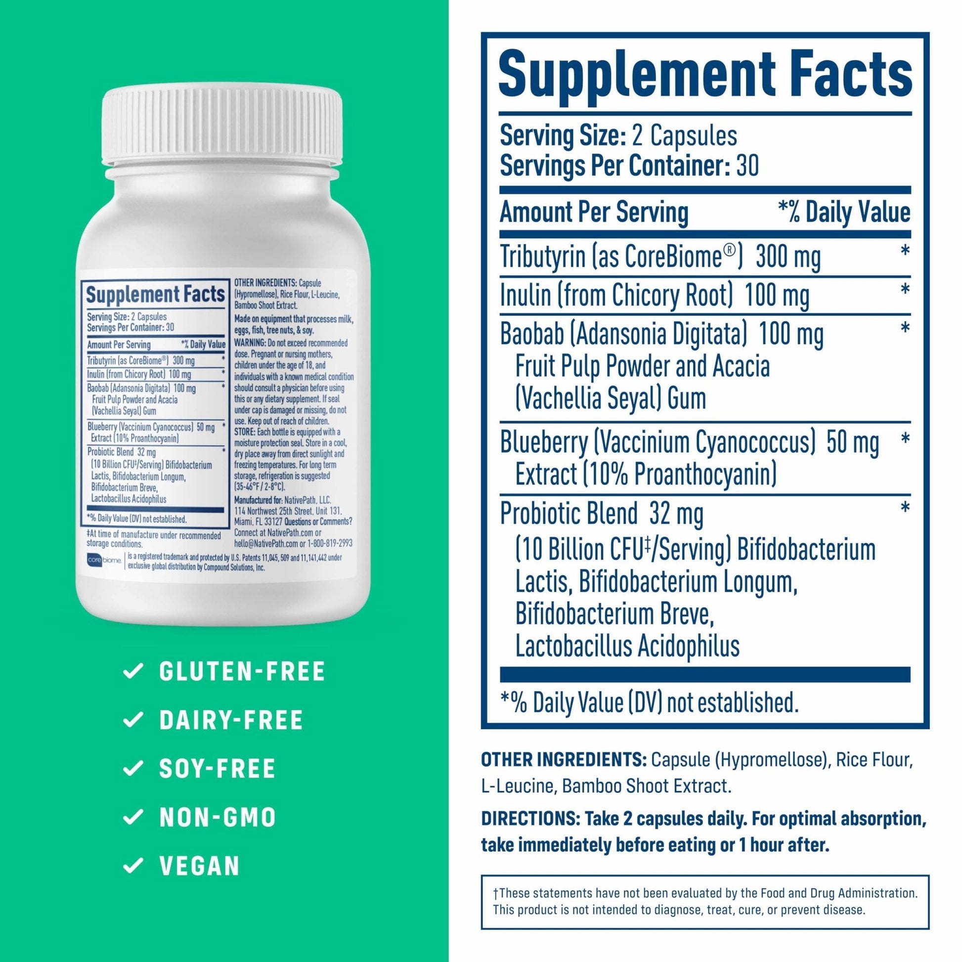 NativePath Complete Synbiotic - Pre, Pro & Postbiotic 3-in-1 for Gut Health & Digestive Support - 10 Billion CFU, 30 Servings - Maple Wellness Supplements