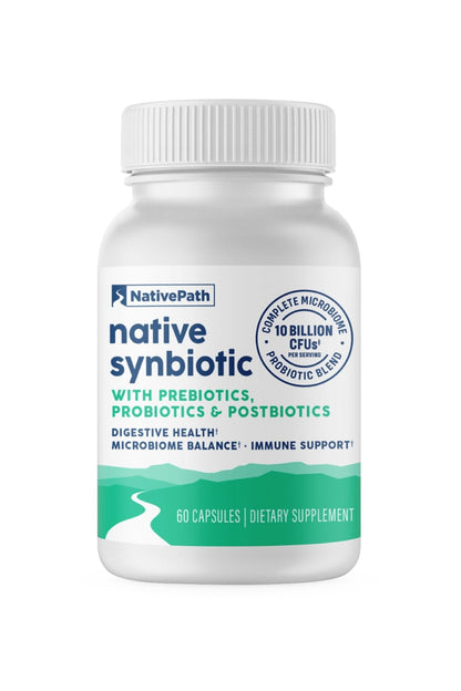 NativePath Complete Synbiotic - Pre, Pro & Postbiotic 3-in-1 for Gut Health & Digestive Support - 10 Billion CFU, 30 Servings - Maple Wellness Supplements