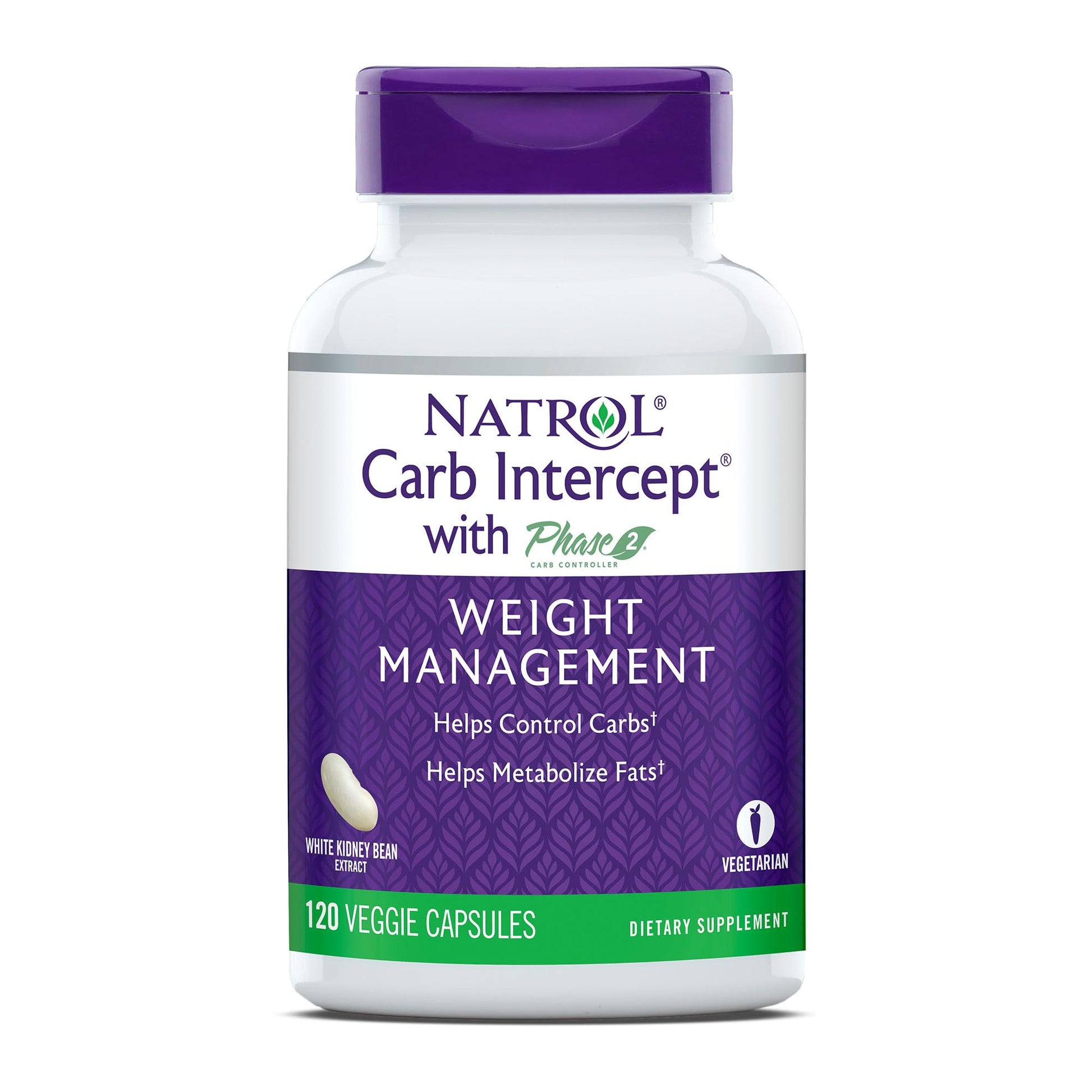 Natrol Carb Intercept Capsules with White Kidney Bean Extract - Controls Carbs, Metabolize - Maple Wellness Supplements