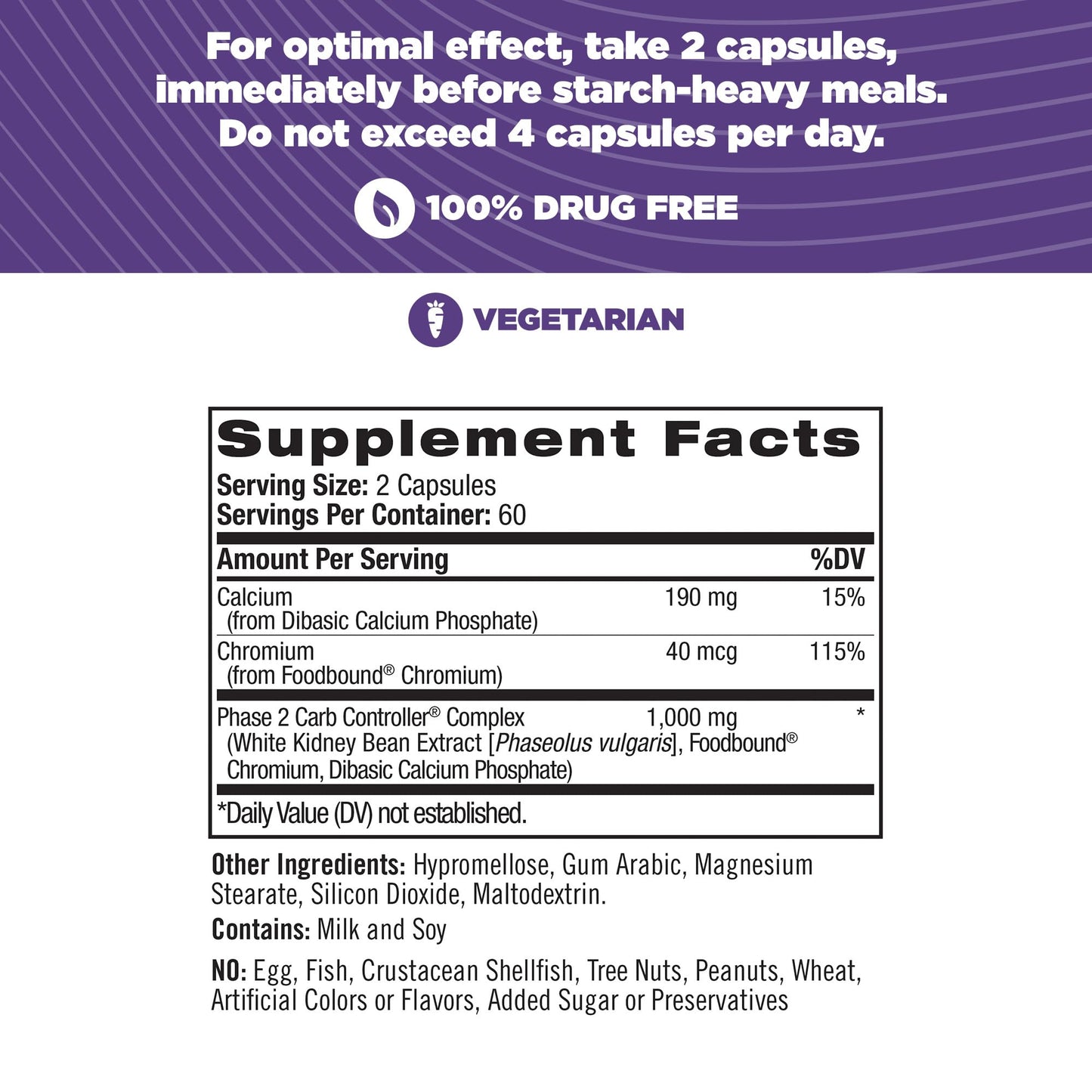 Natrol Carb Intercept Capsules with White Kidney Bean Extract - Controls Carbs, Metabolize - Maple Wellness Supplements