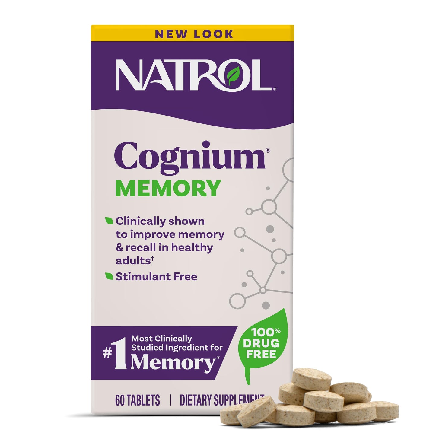 Natrol Cognium Memory, Brain Health Supplements for Adults, Brain Memory Supplements, Enhances Mental Agility in Healthy Adults, - Maple Wellness Supplements