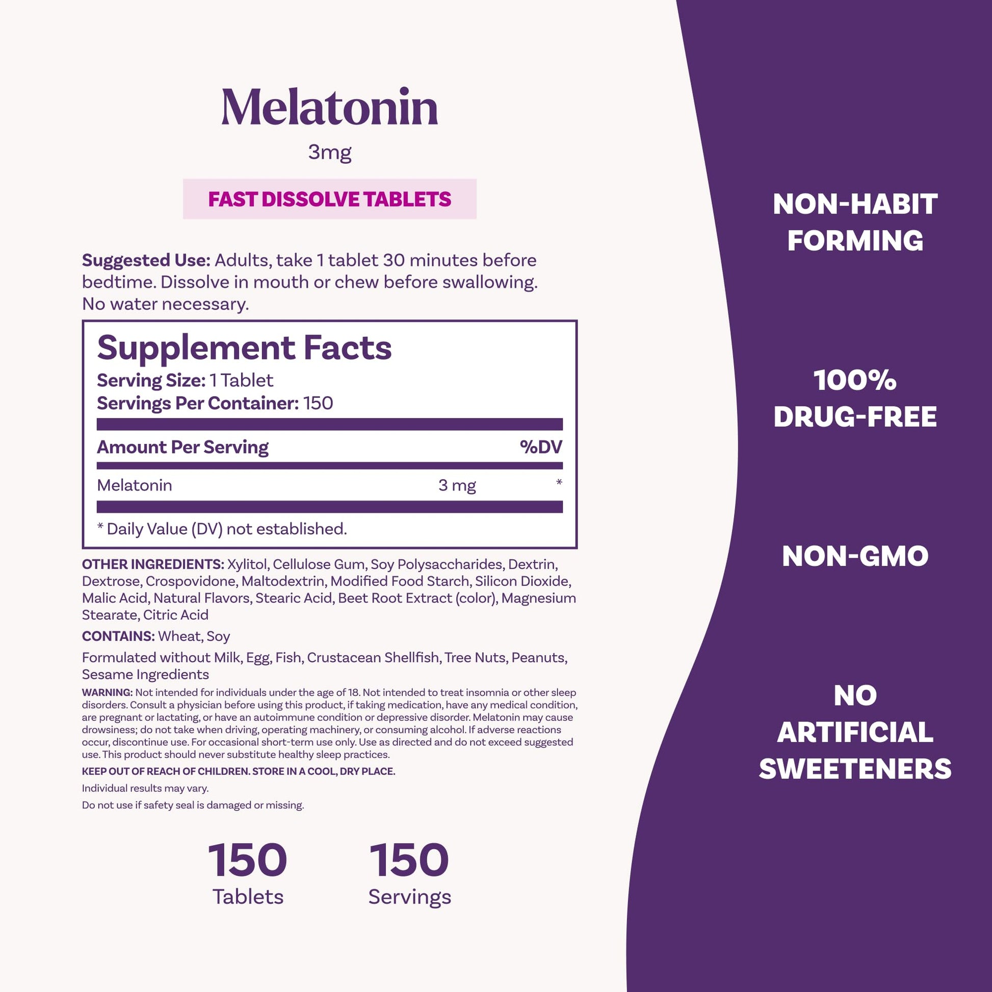 Natrol Fast Dissolve Melatonin 3 mg, Melatonin Supplements for Restful Sleep, Sleep Support for Adults, 150 Strawberry-Flavored Tablets - Maple Wellness Supplements