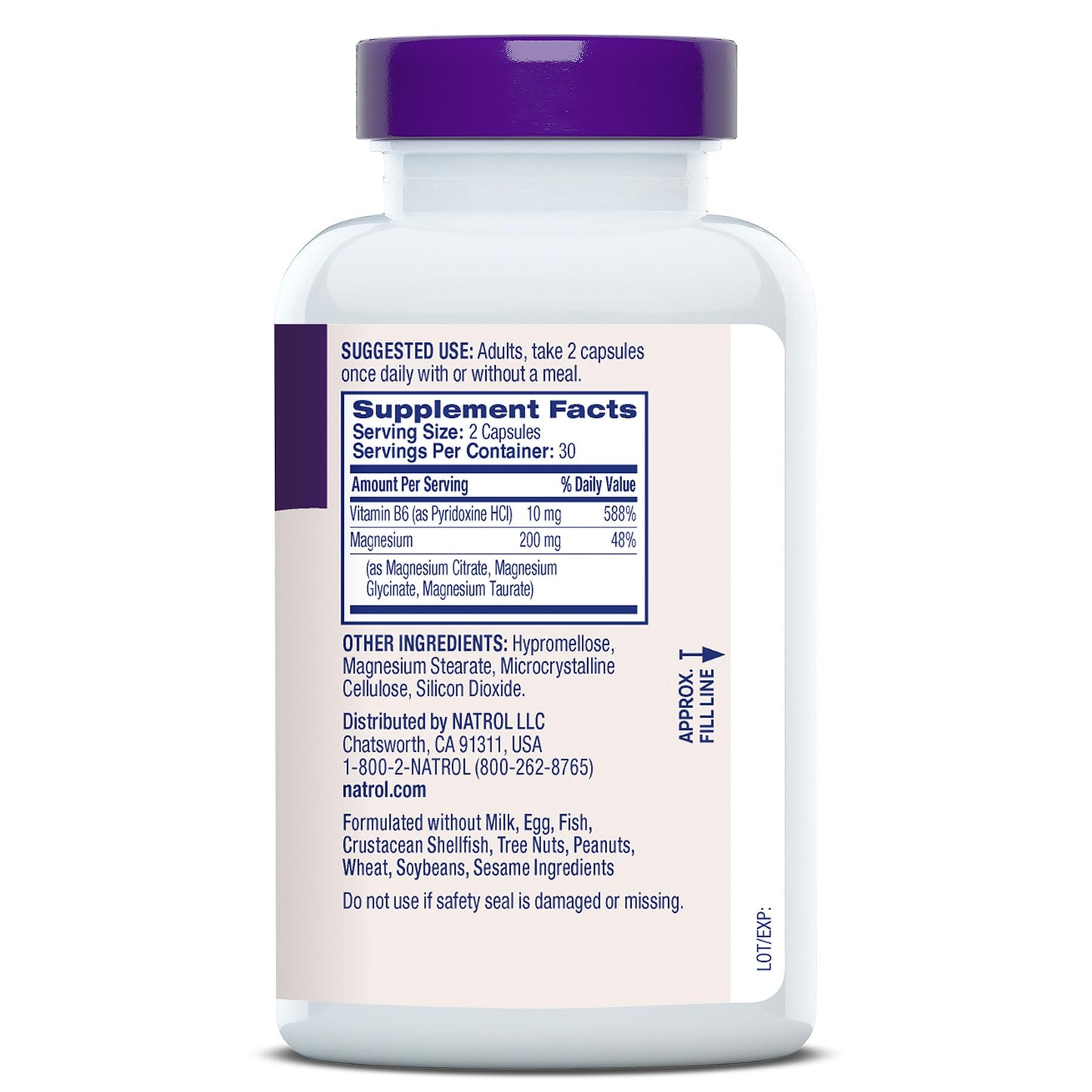 Natrol Triple Magnesium Complex Supplement, Glycinate, Citrate & Taurate 200mg High Absorption, Support Whole Body Wellness, 60 Capsules - Maple Wellness Supplements