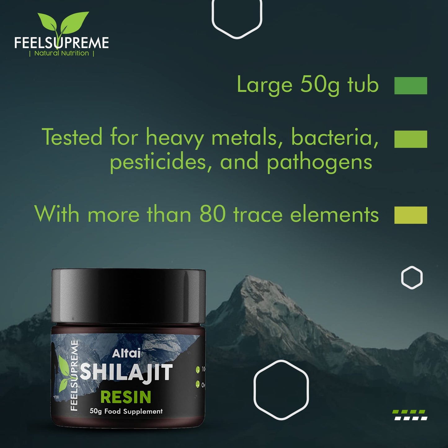 Natural Black Altai Shilajit Resin Large (50g) Pot | 100% Pure Additive Free | 80 Trace - Maple Wellness Supplements