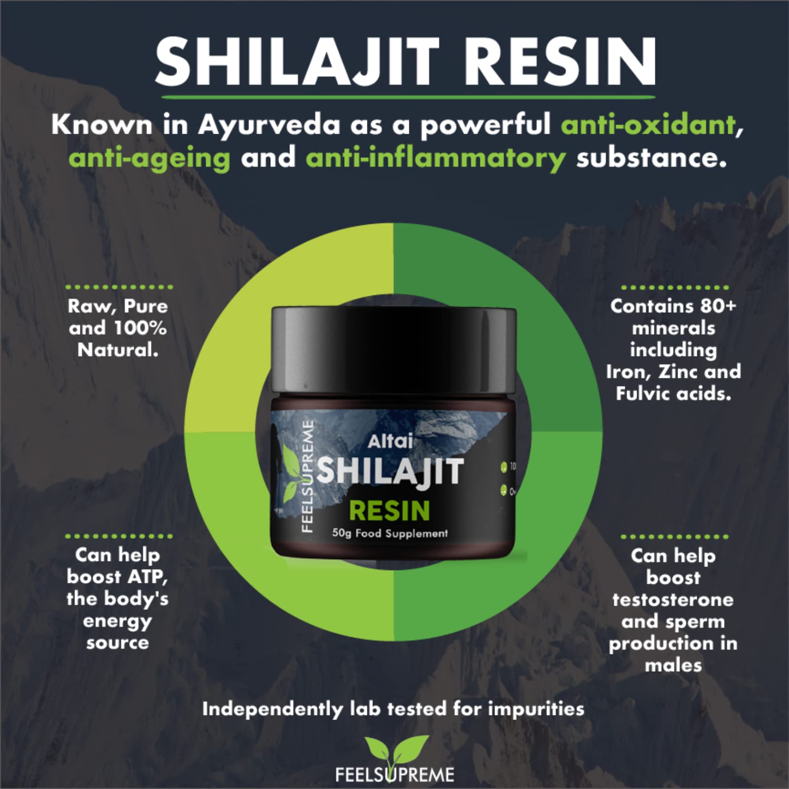 Natural Black Altai Shilajit Resin Large (50g) Pot | 100% Pure Additive Free | 80 Trace - Maple Wellness Supplements
