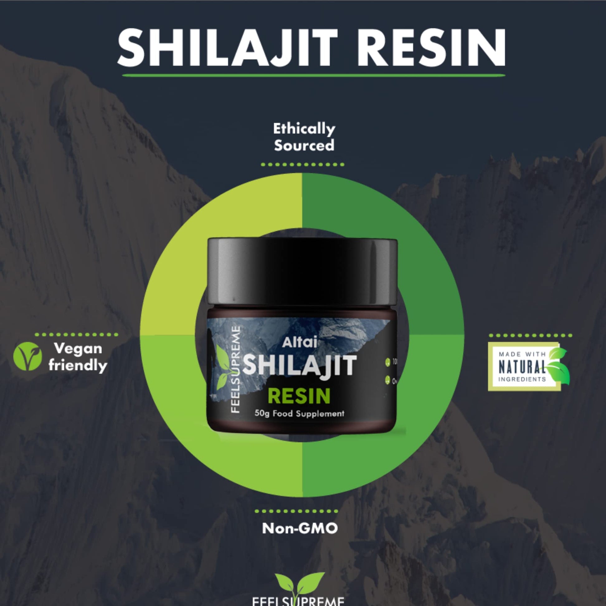 Natural Black Altai Shilajit Resin Large (50g) Pot | 100% Pure Additive Free | 80 Trace - Maple Wellness Supplements