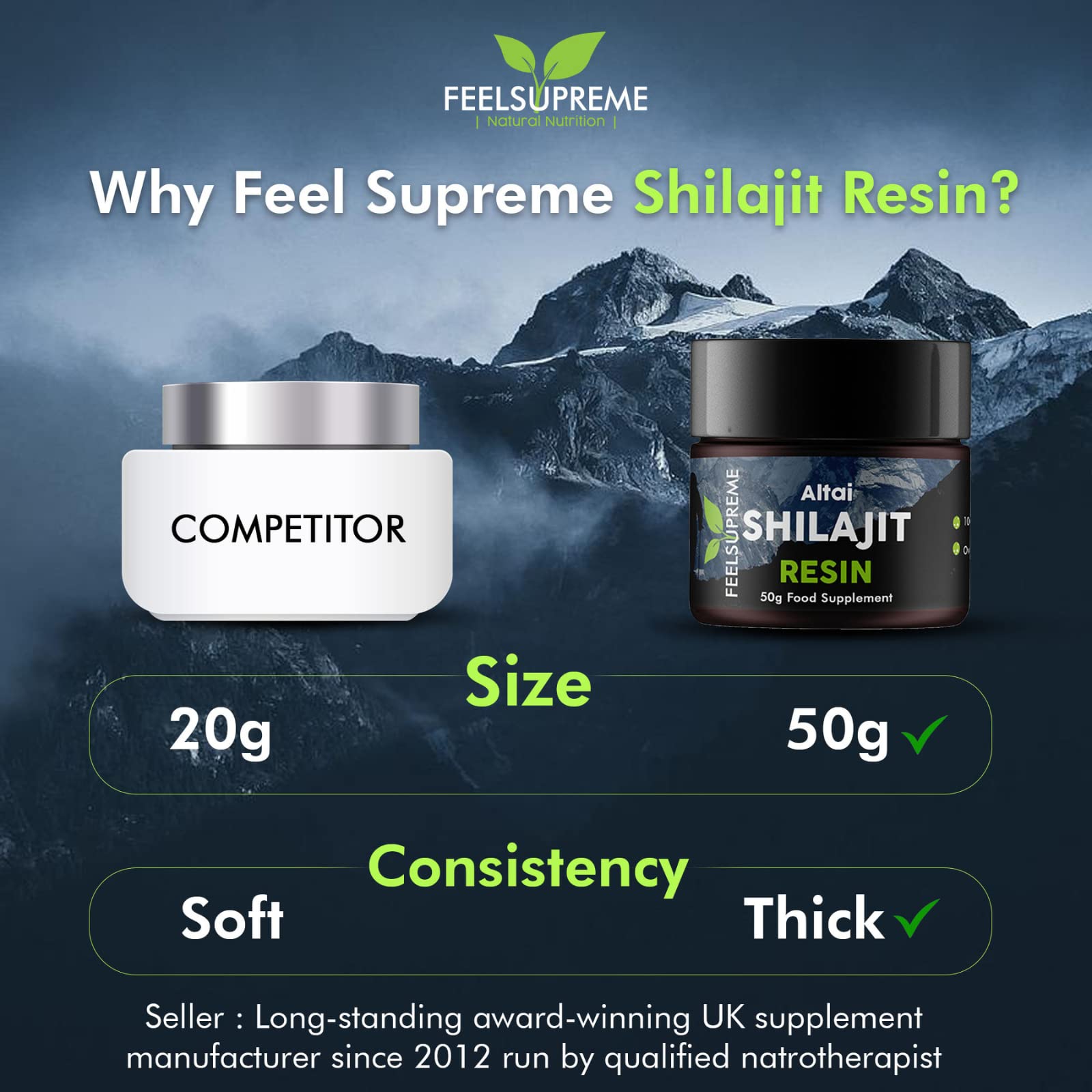 Natural Black Altai Shilajit Resin Large (50g) Pot | 100% Pure Additive Free | 80 Trace - Maple Wellness Supplements