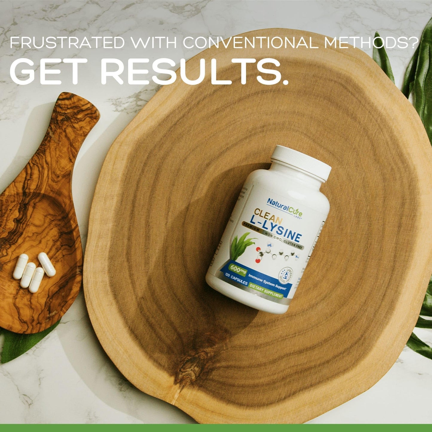 Natural Cure Labs Clean L-Lysine 600mg, 120 Capsules | Vegan, Non-GMO, & Gluten Free - Maple Wellness Supplements