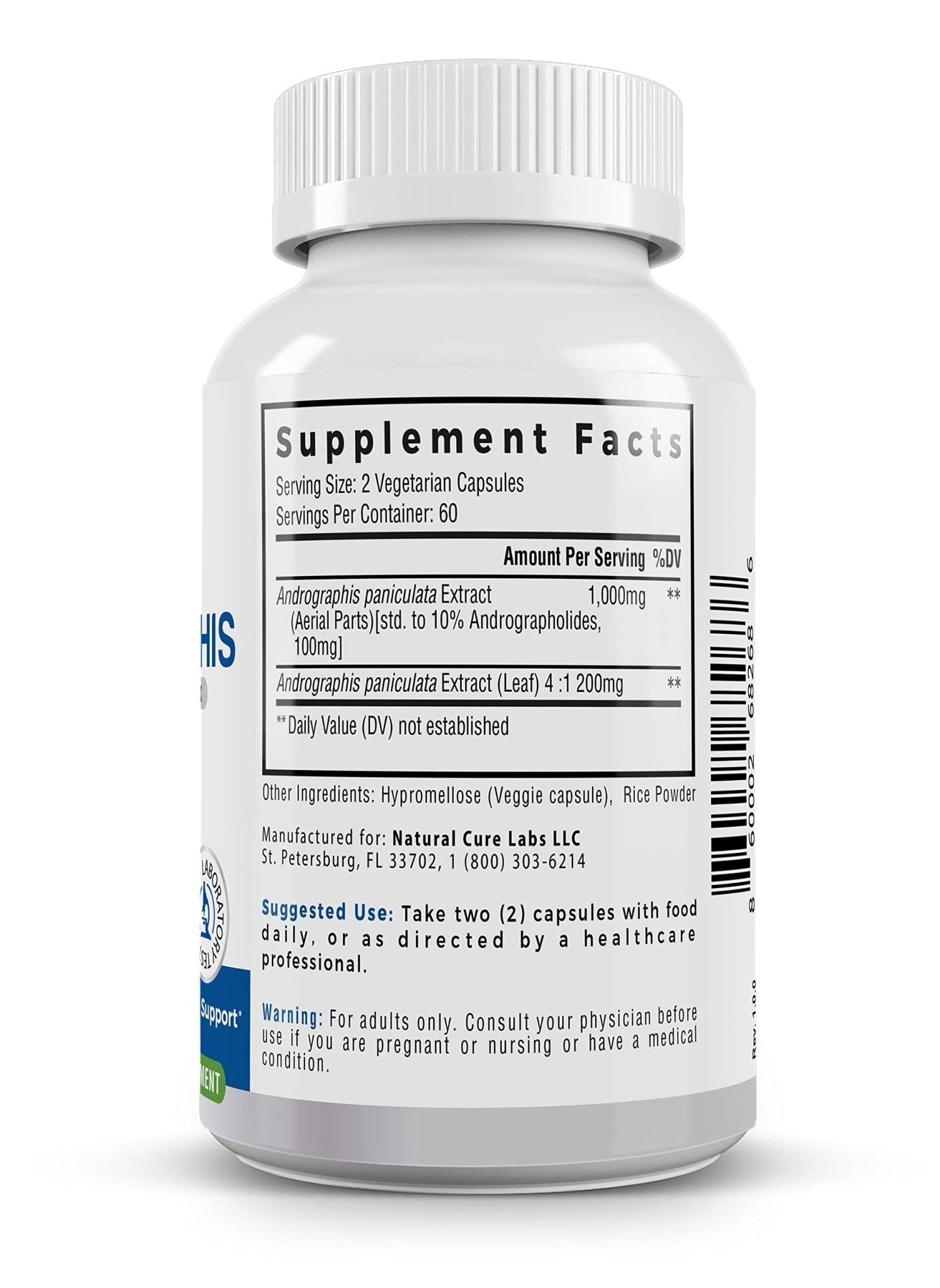 Natural Cure Labs Premium Andrographis Paniculata Extract 1,200mg – 100mg Standardized Andrographolides – Vegan Immune & Digestive Support Capsules – Non-GMO, Gluten-Free, Herbal Dietary Supplement - Maple Wellness Supplements
