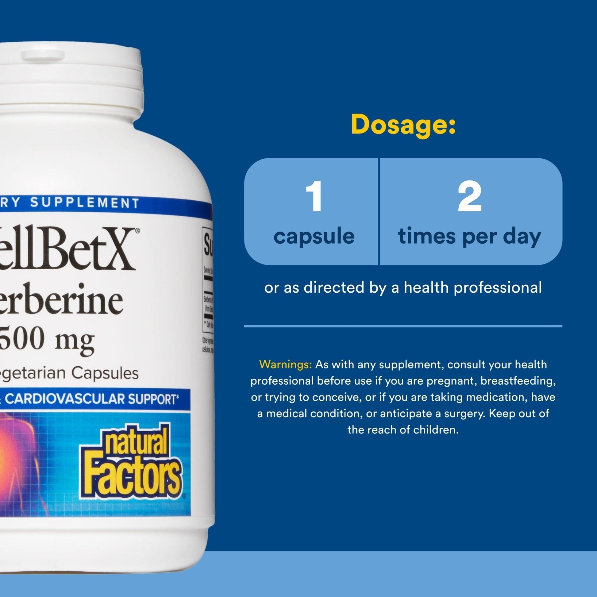 Natural Factors WellBetX Berberine - Daily Supplement Supports Metabolic Health - Formula Supports Healthy Heart - Gluten-Free & Vegan - Maple Wellness Supplements