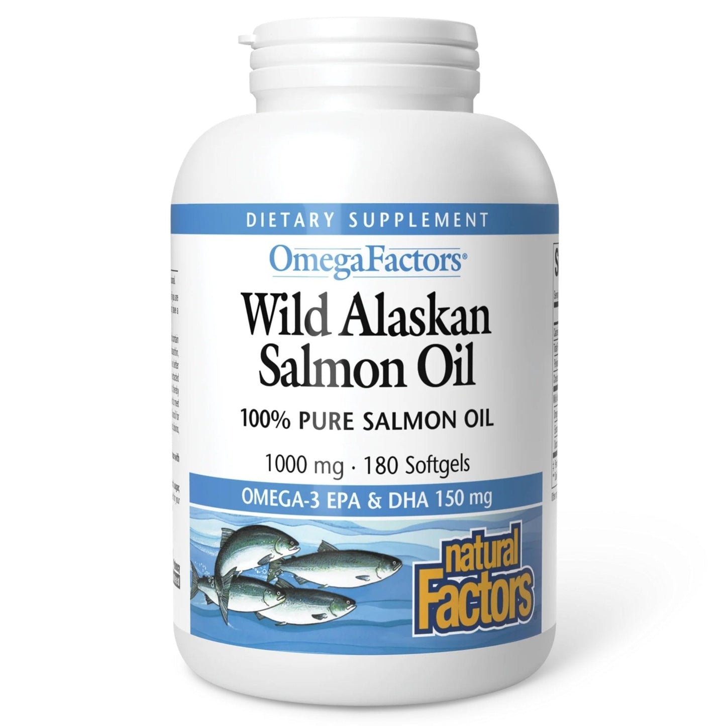 Natural Factors Wild Alaskan Salmon Oil Provides Omega-3, EPA, DHA & Vitamin D, Supports Brain & Heart Health, 180 Softgels - Maple Wellness Supplements